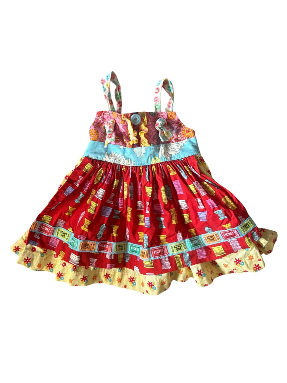 Matilda Jane Patchwork Ruffle Tie Strap Dress Girls Size 2
